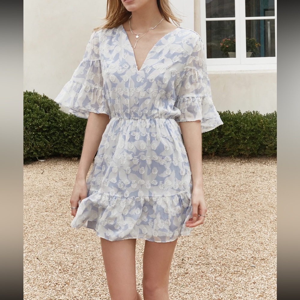 Joie Teresa Fil Coupe Silk Floral Textured Romantic boho-chic Fluttering dress